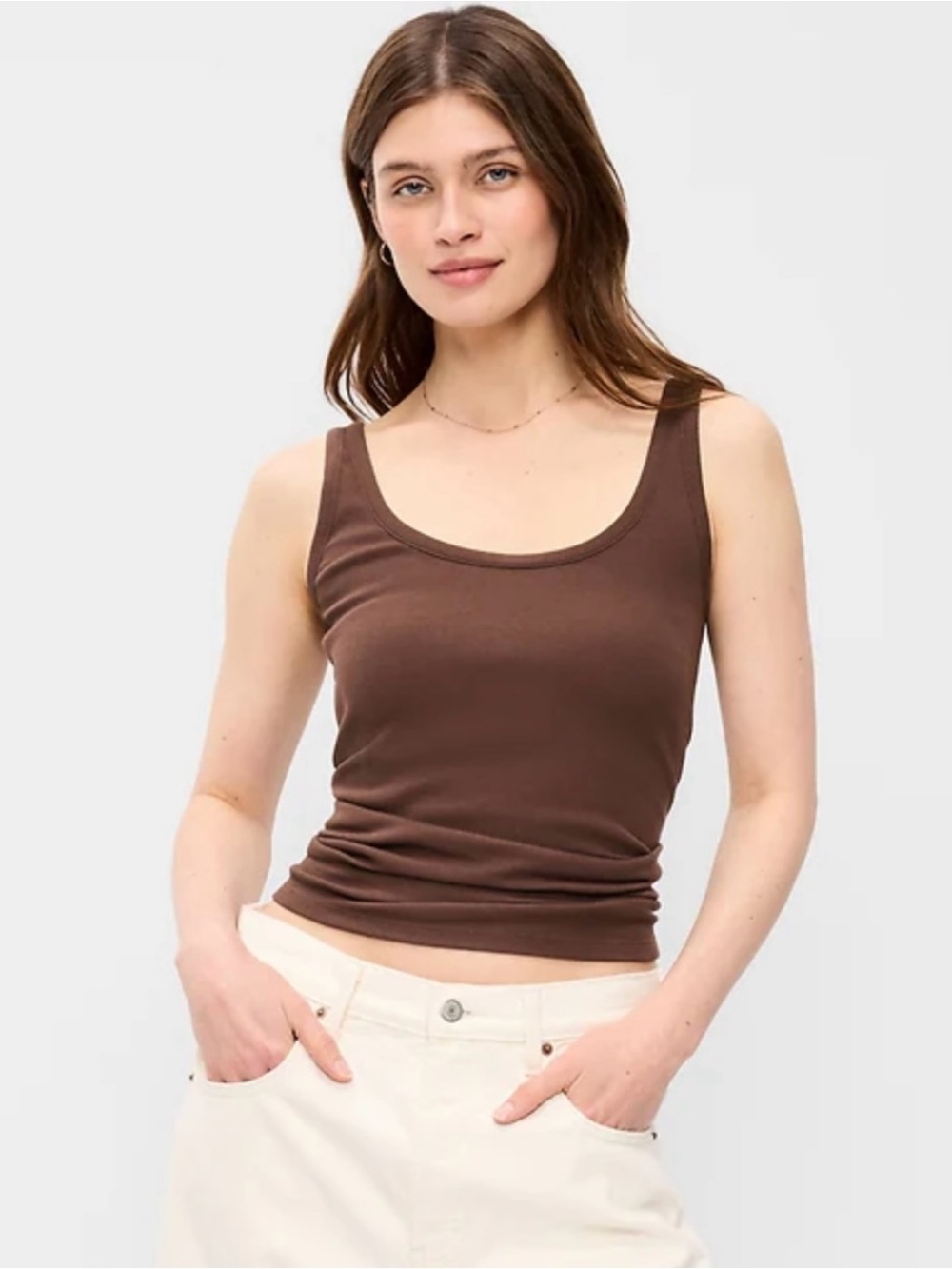 Old Navy Ribbed Tank Top Small Tall NEW Peppercorn Brown
